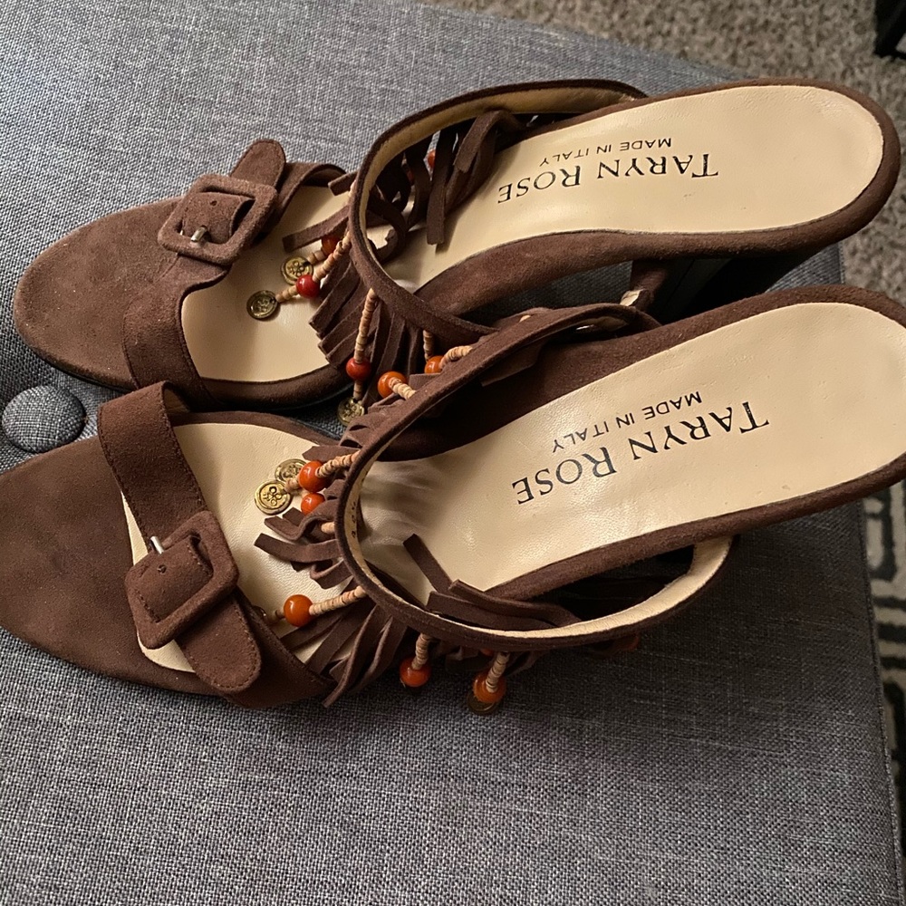 Brown Suede Comfy Sandal 38 1/2 made in Italy